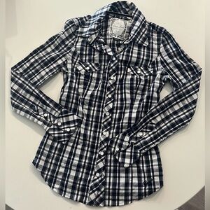 Vintage Guess Navy Plaid Check Skirt XS